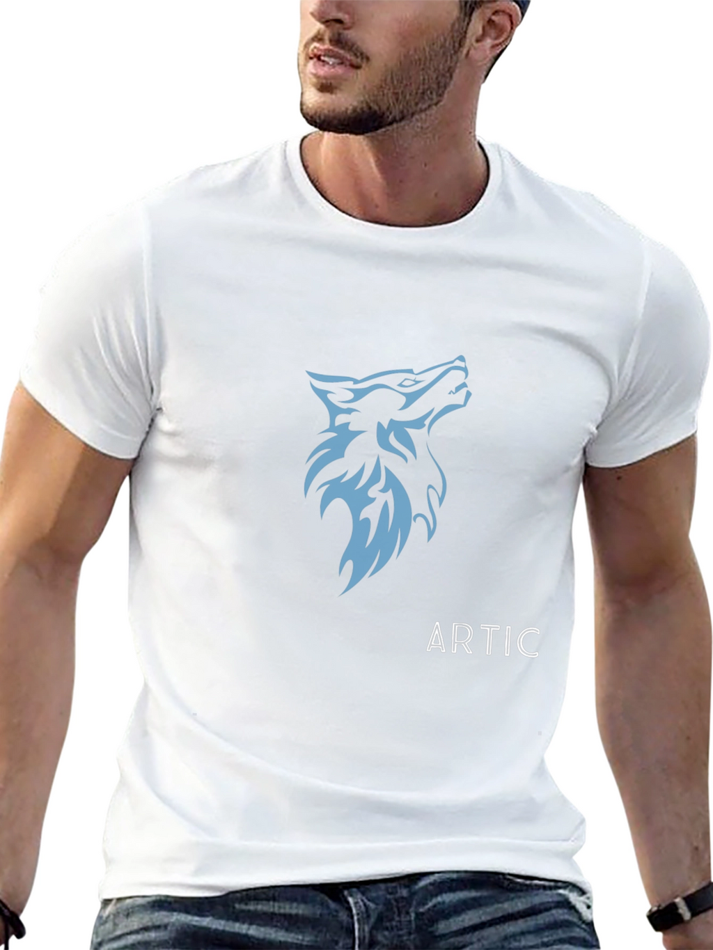 Mens Black Wolf Graphic Tee - Artic