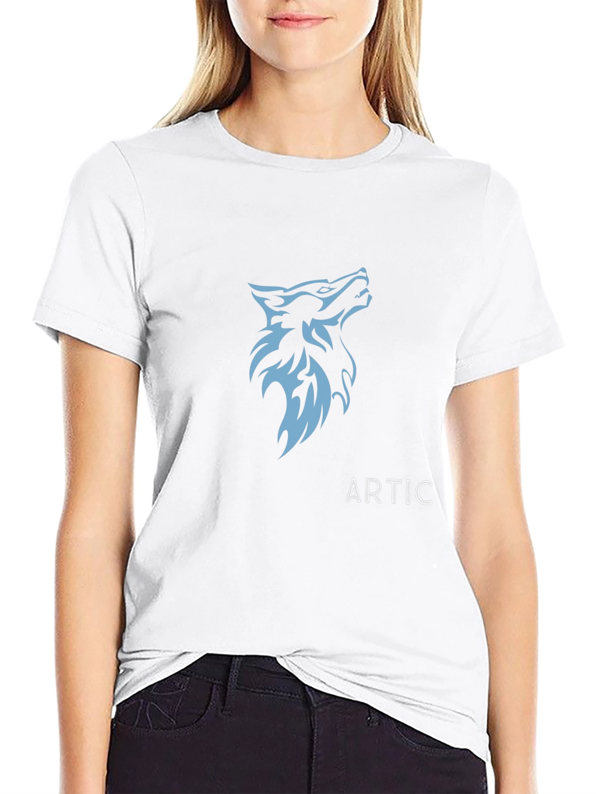 Mens Black Wolf Graphic Tee - Artic