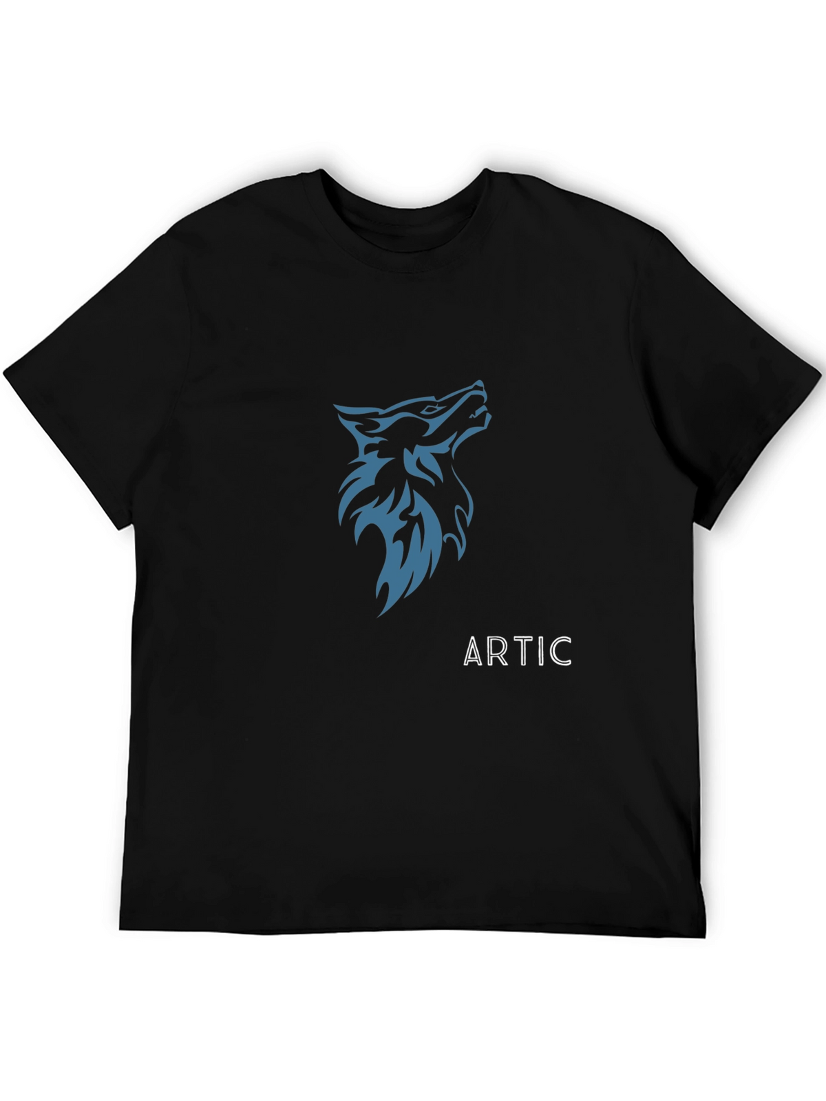 Mens Black Wolf Graphic Tee - Artic