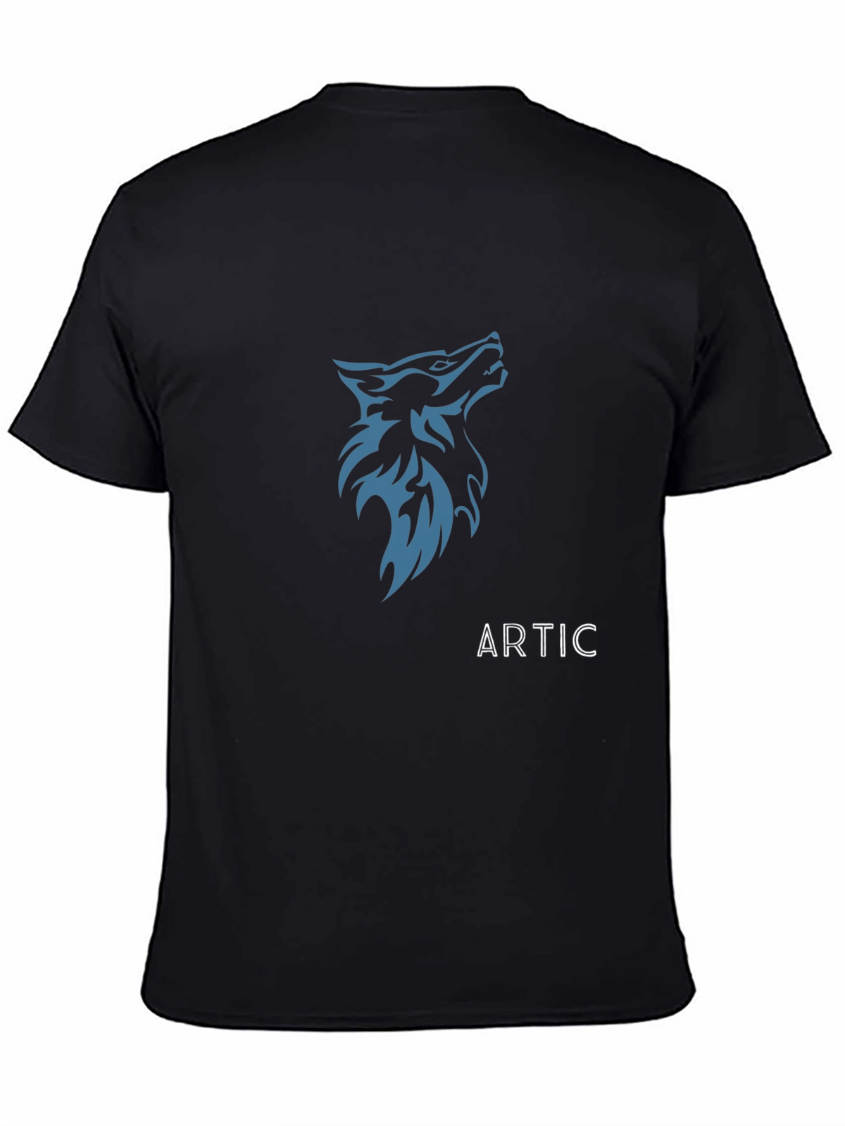 Mens Black Wolf Graphic Tee - Artic