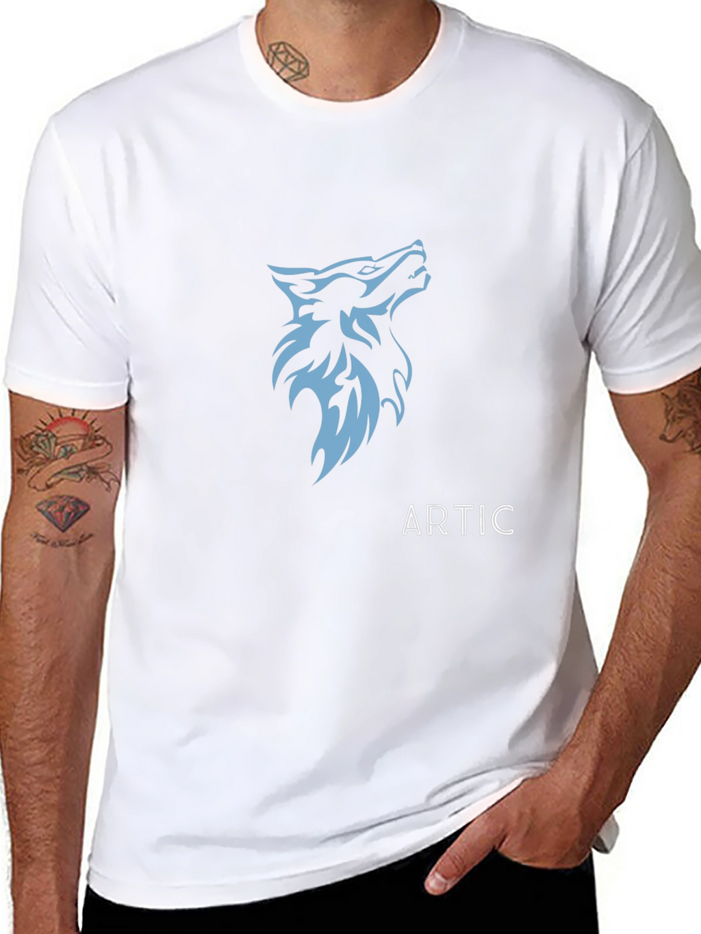 Mens Black Wolf Graphic Tee - Artic