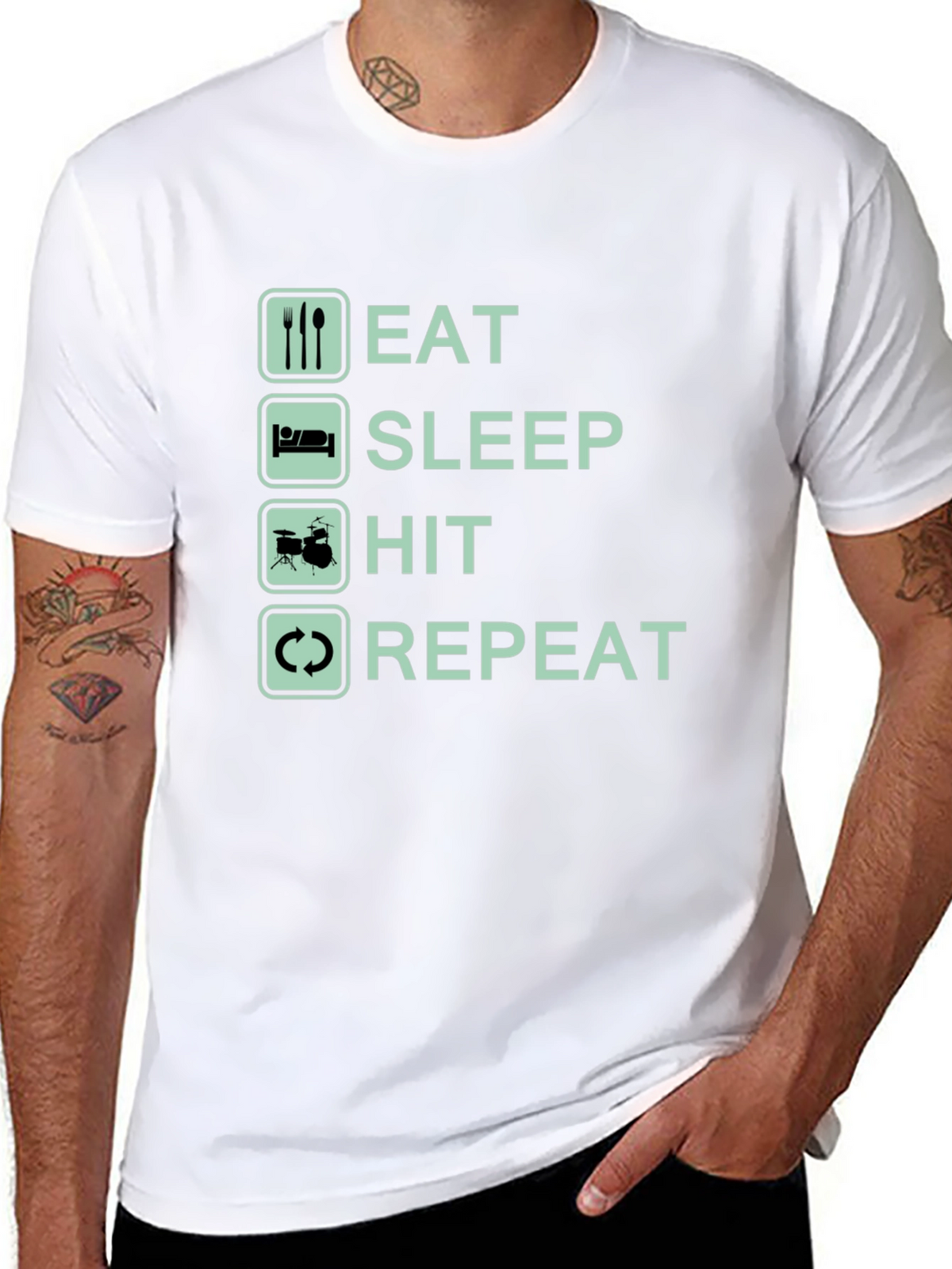 Eat Sleep Hit Repeat Black Graphic Tee