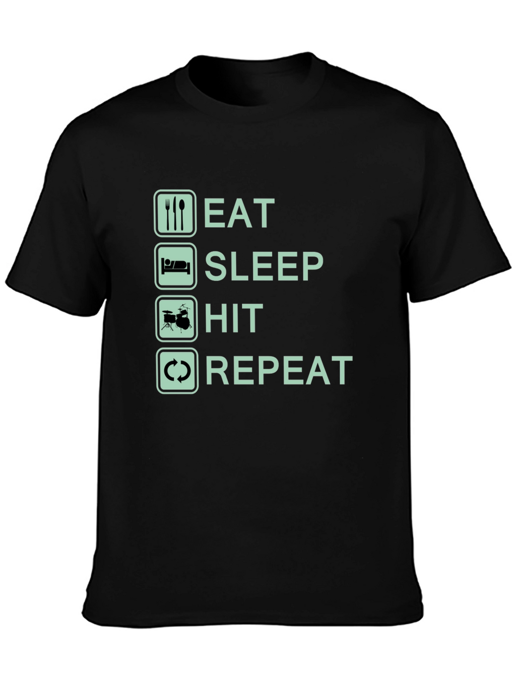 Eat Sleep Hit Repeat Black Graphic Tee