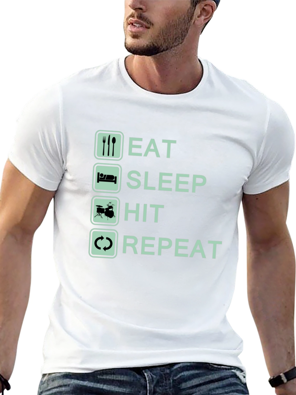 Eat Sleep Hit Repeat Black Graphic Tee