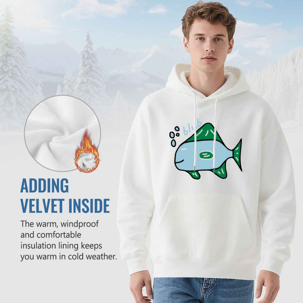 Funny Fish Hoodie - "blub"