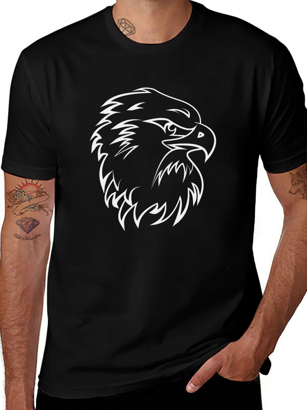 Bold Eagle Graphic Tee - Black Cotton Blend