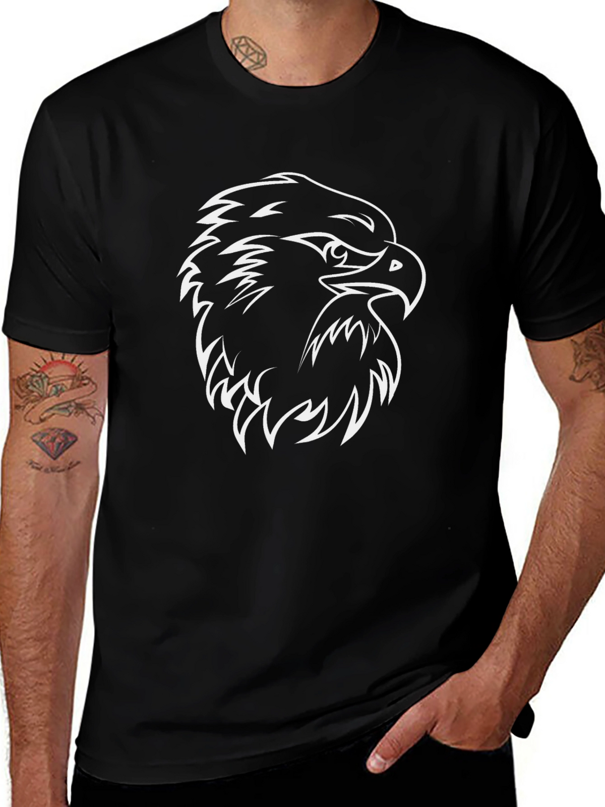 Bold Eagle Graphic Tee - Black Cotton Blend