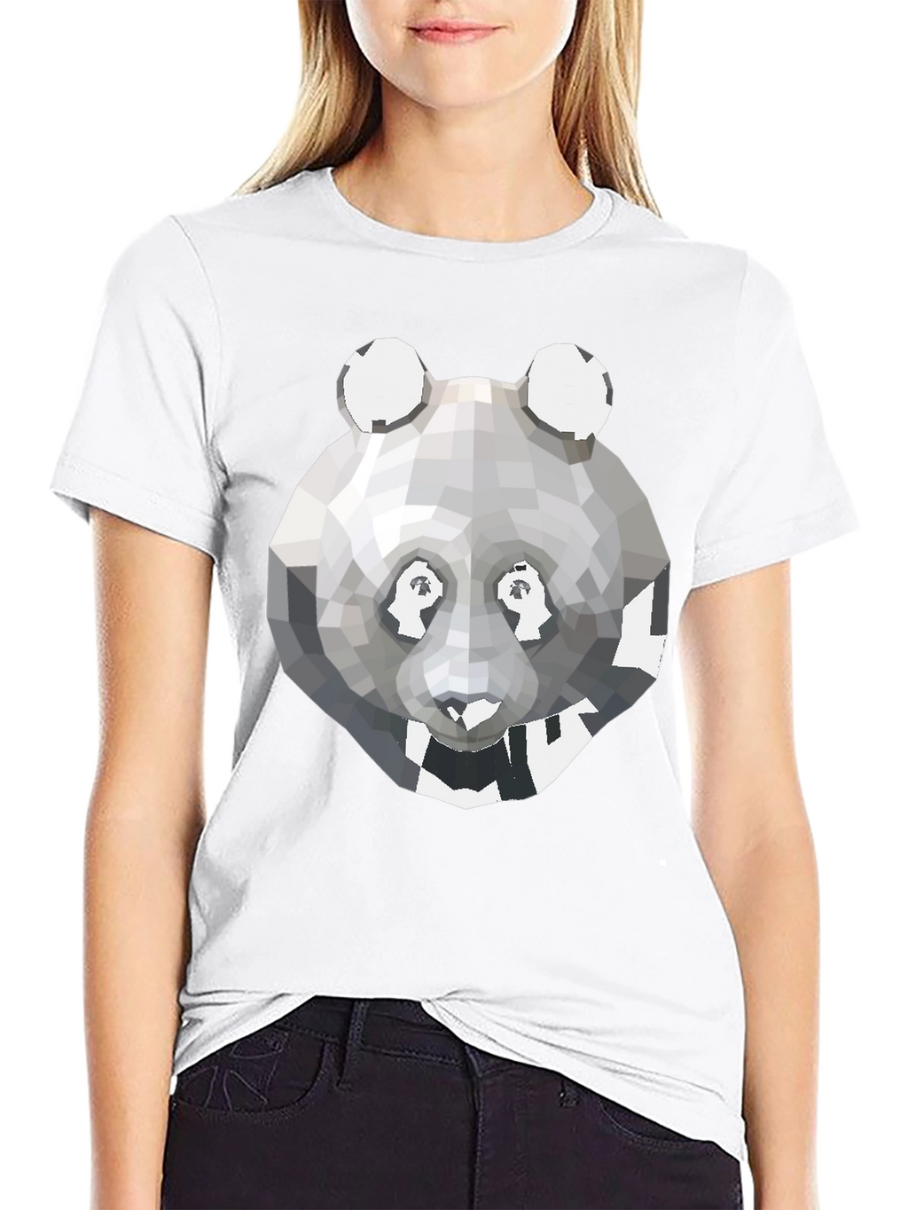 Geometric Panda Graphic Tee - Modern Mens T-Shirt