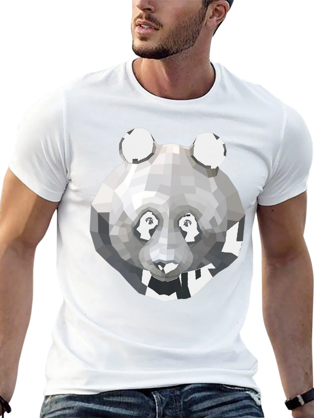 Geometric Panda Graphic Tee - Modern Mens T-Shirt