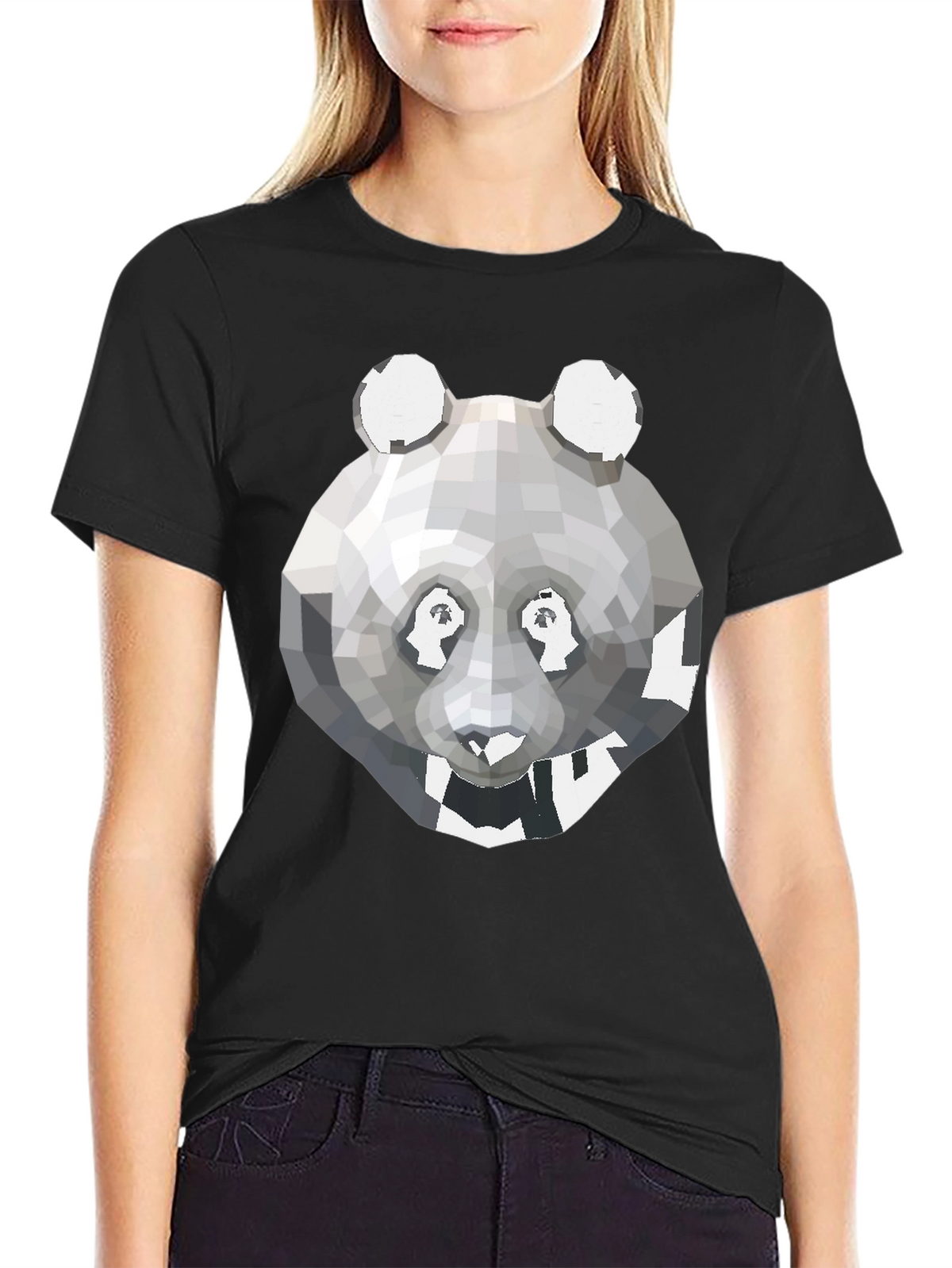 Geometric Panda Graphic Tee - Modern Mens T-Shirt