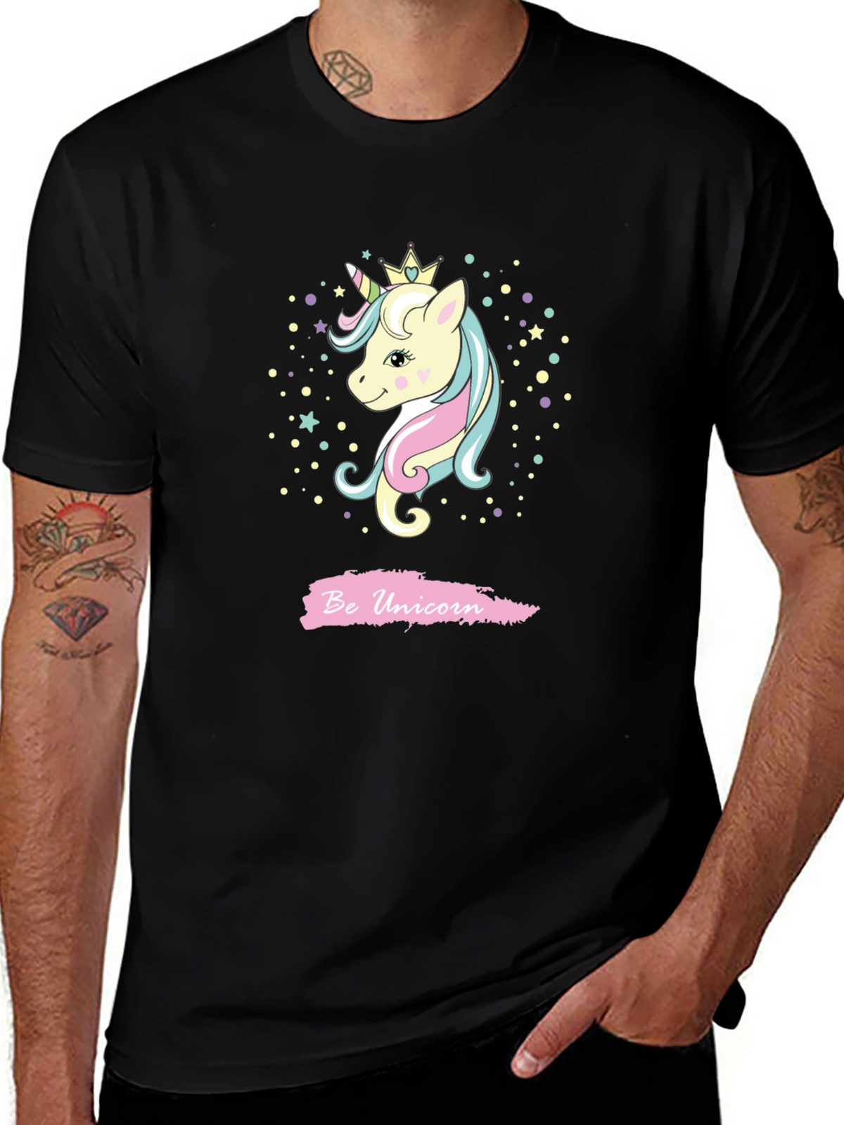 Be Unicorn Graphic Black T-Shirt