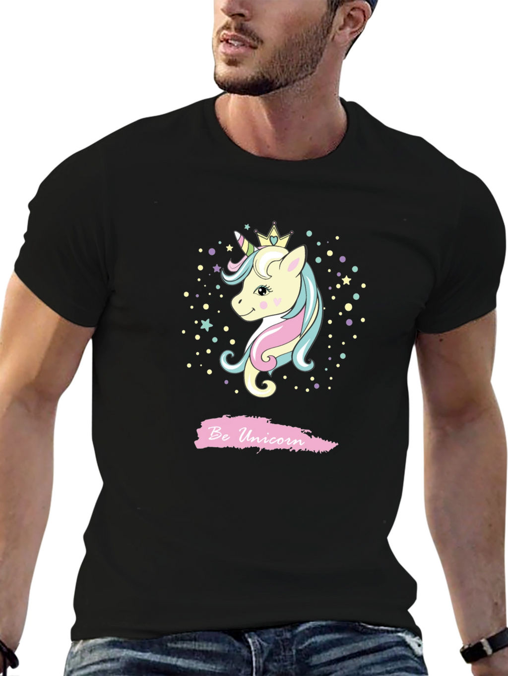 Be Unicorn Graphic Black T-Shirt