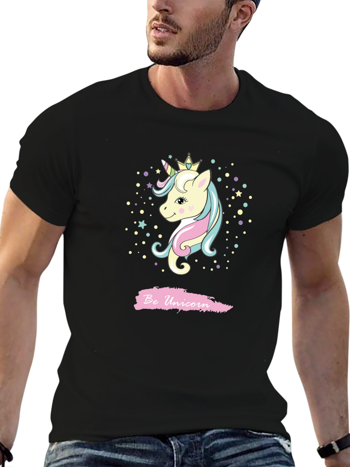 Be Unicorn Graphic Black T-Shirt