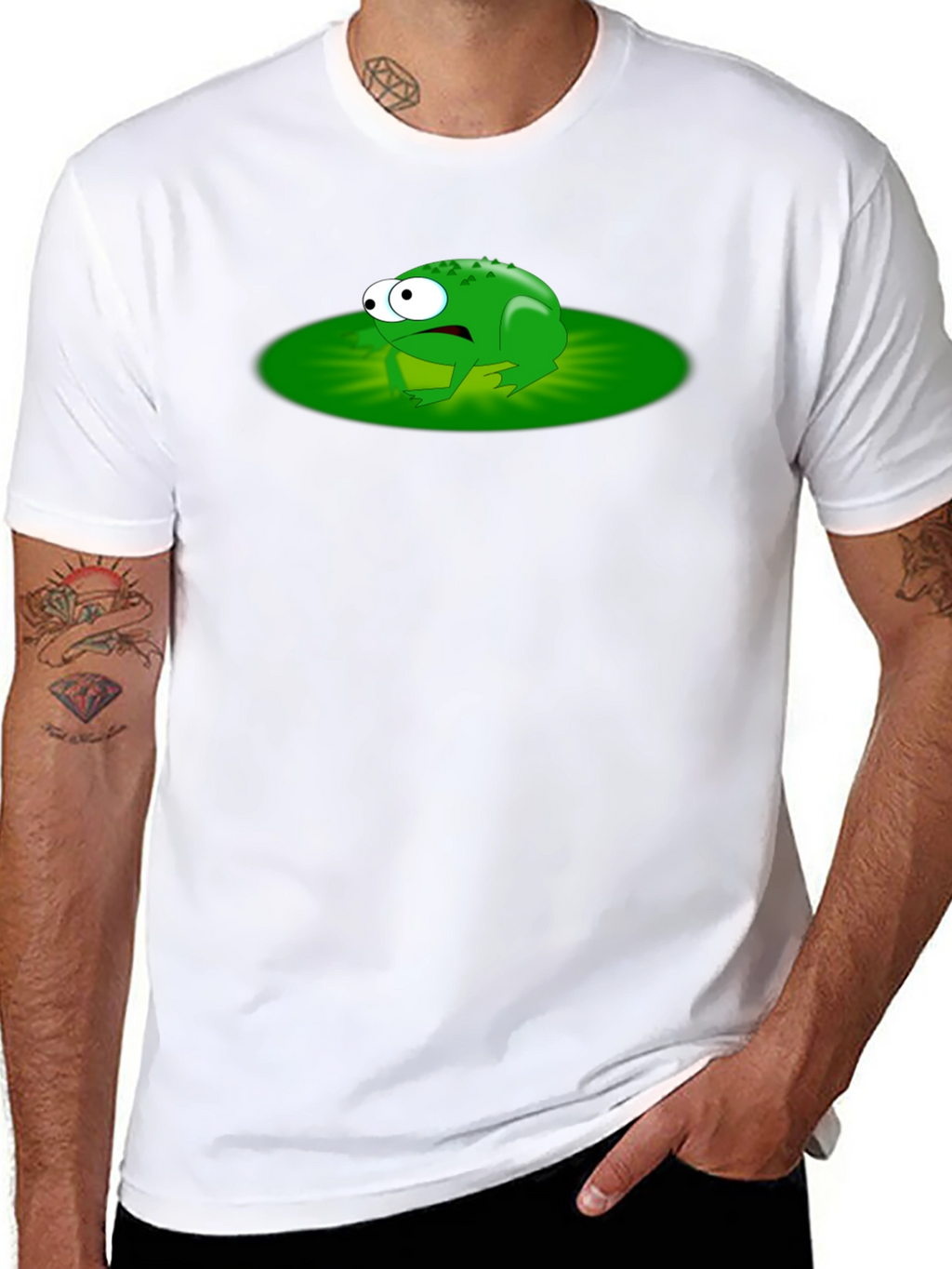 Frog Lily Pad Graphic Tee - Black Cotton T-Shirt
