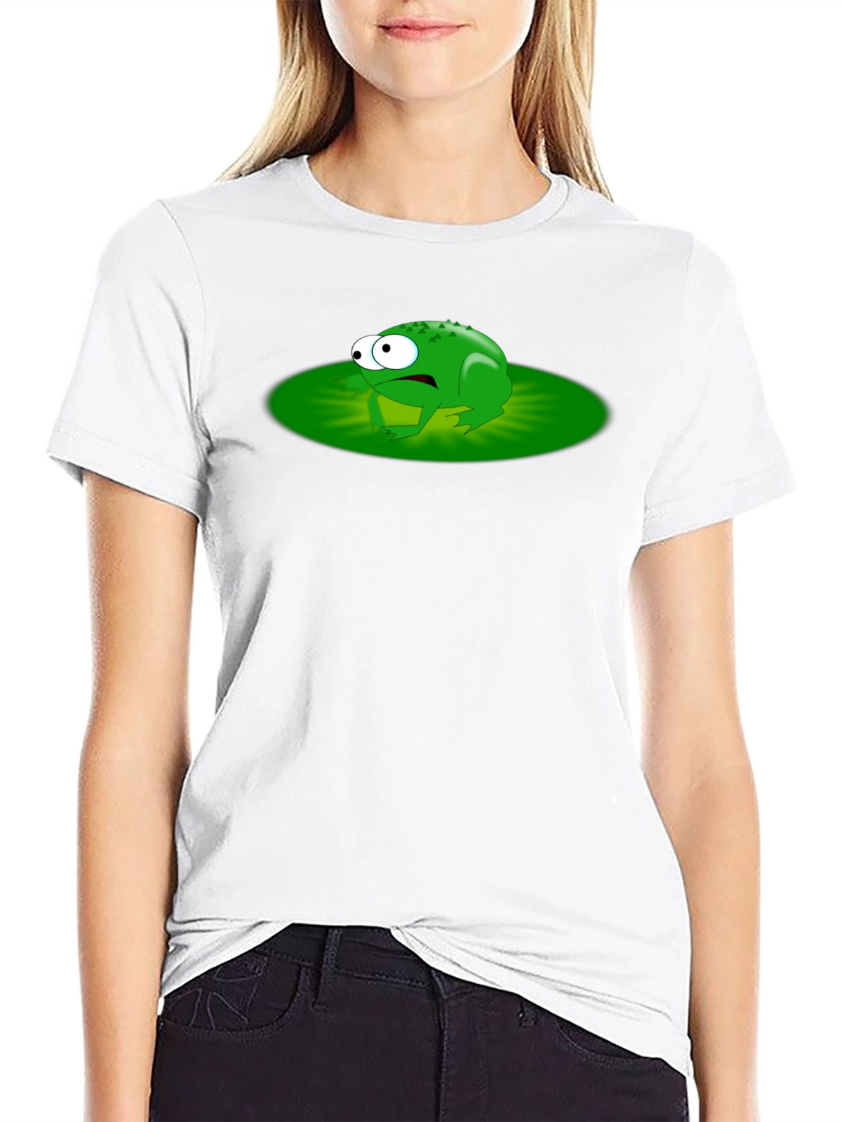 Frog Lily Pad Graphic Tee - Black Cotton T-Shirt