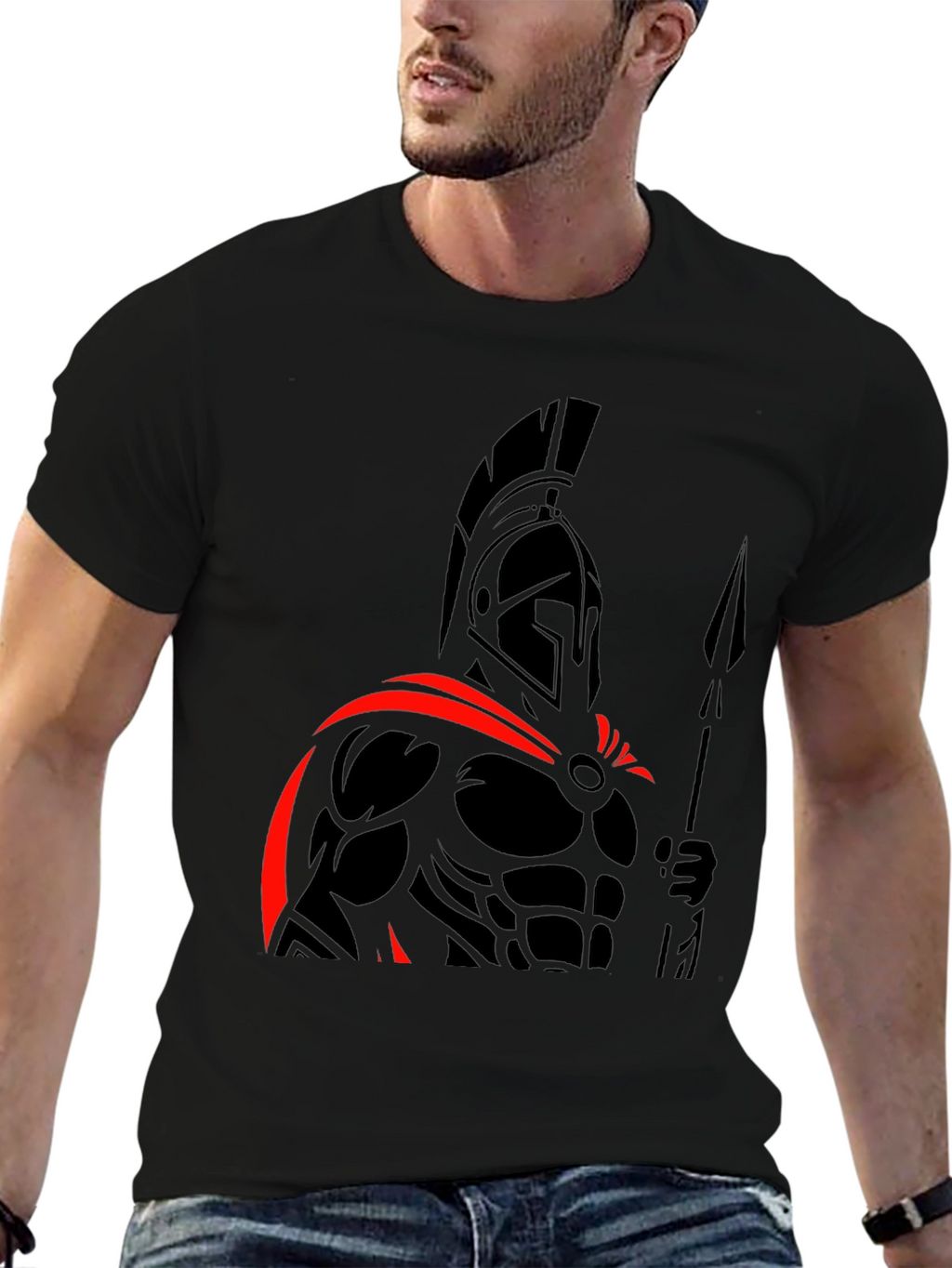 Spartan Warrior Graphic Tee - Black