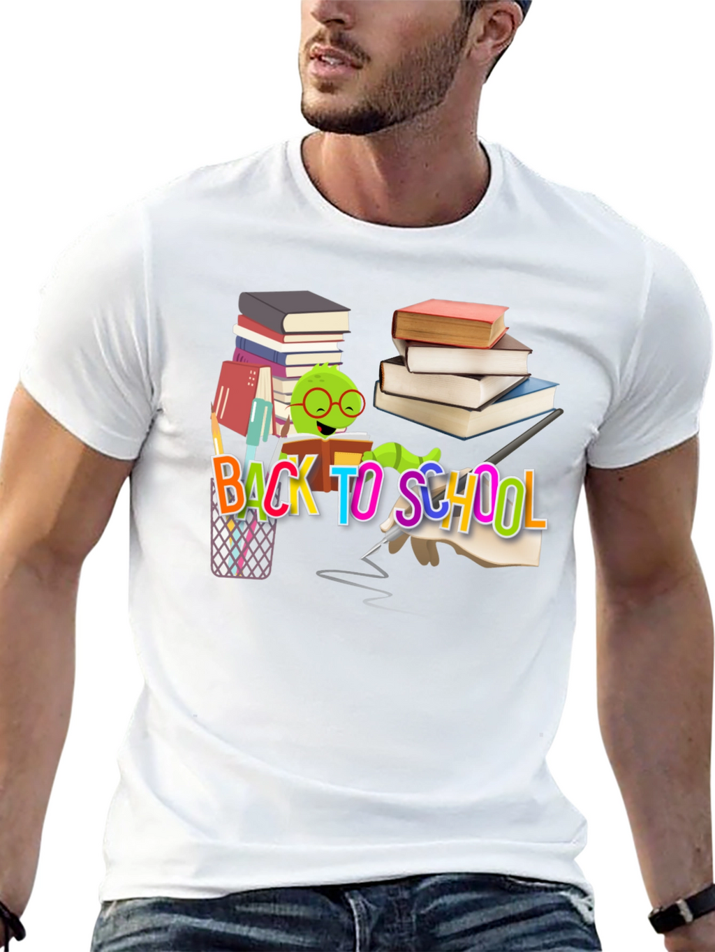 Back to School T-Shirt with Bookworm Design