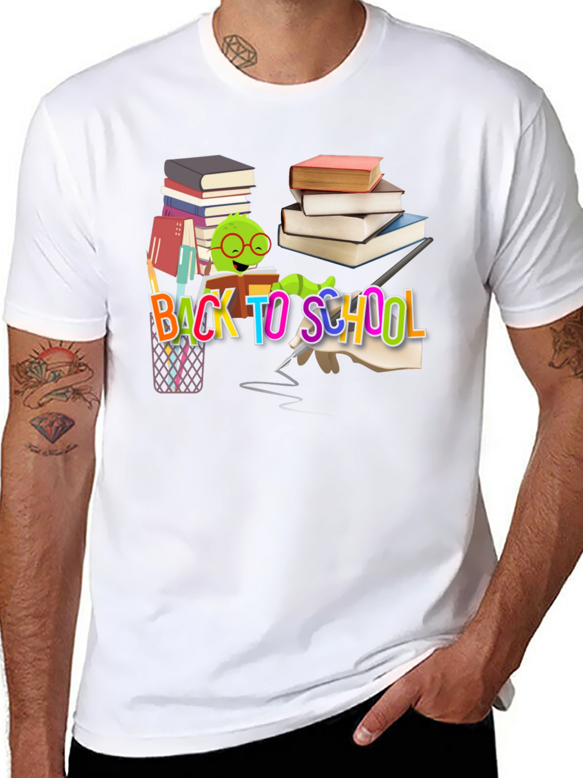 Back to School T-Shirt with Bookworm Design