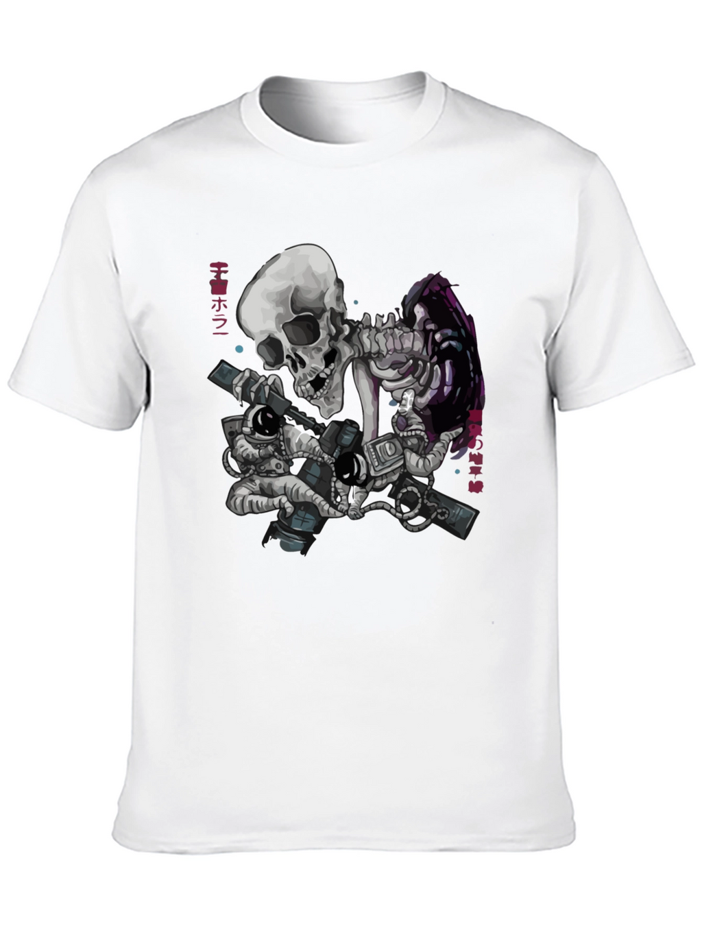 Skeleton & Astronauts Black Graphic T-Shirt