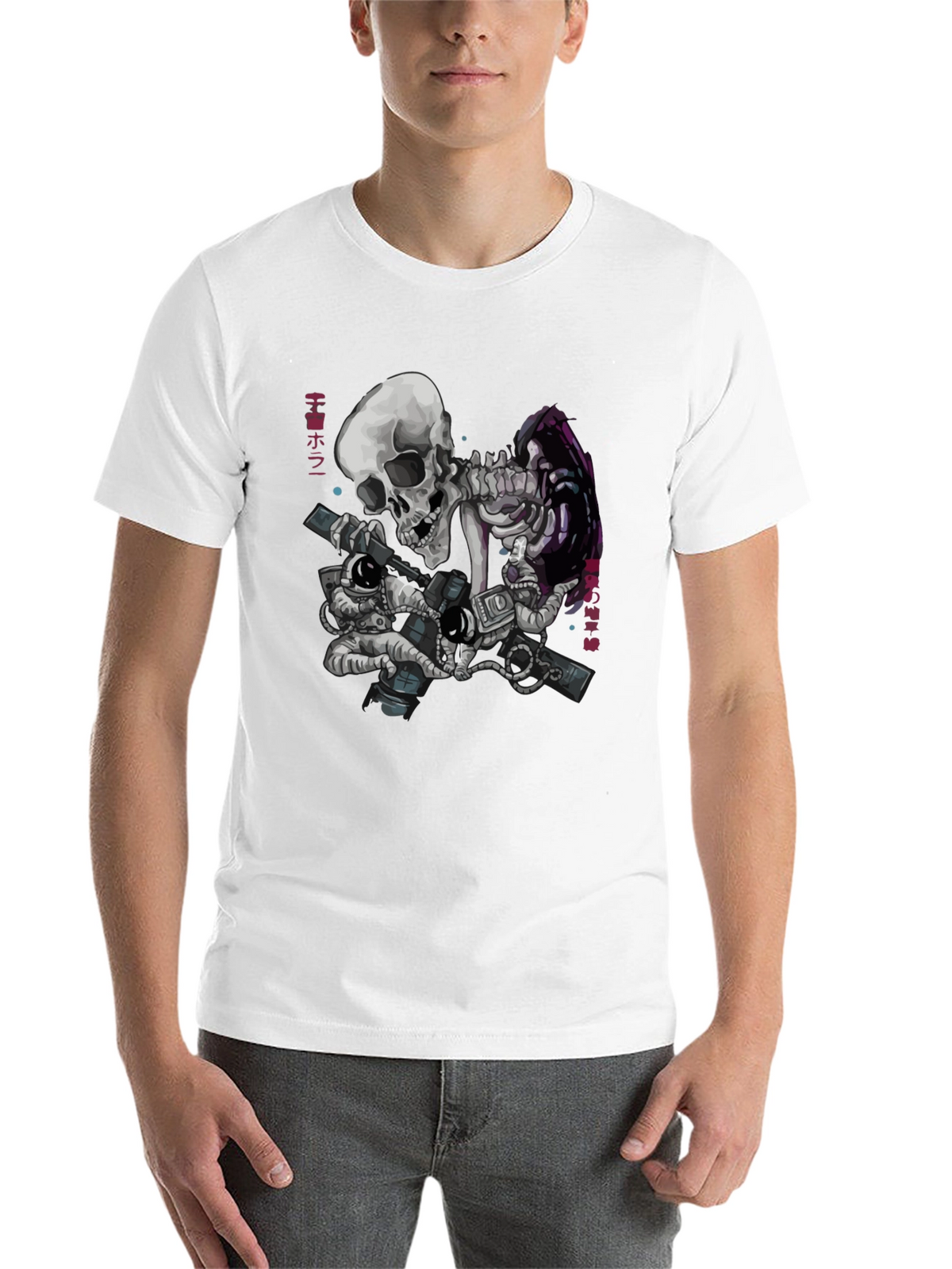 Skeleton & Astronauts Black Graphic T-Shirt