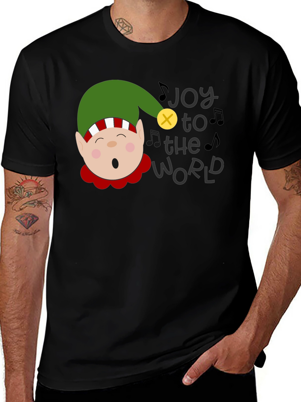 Joy to the World Christmas Elf Graphic Tee