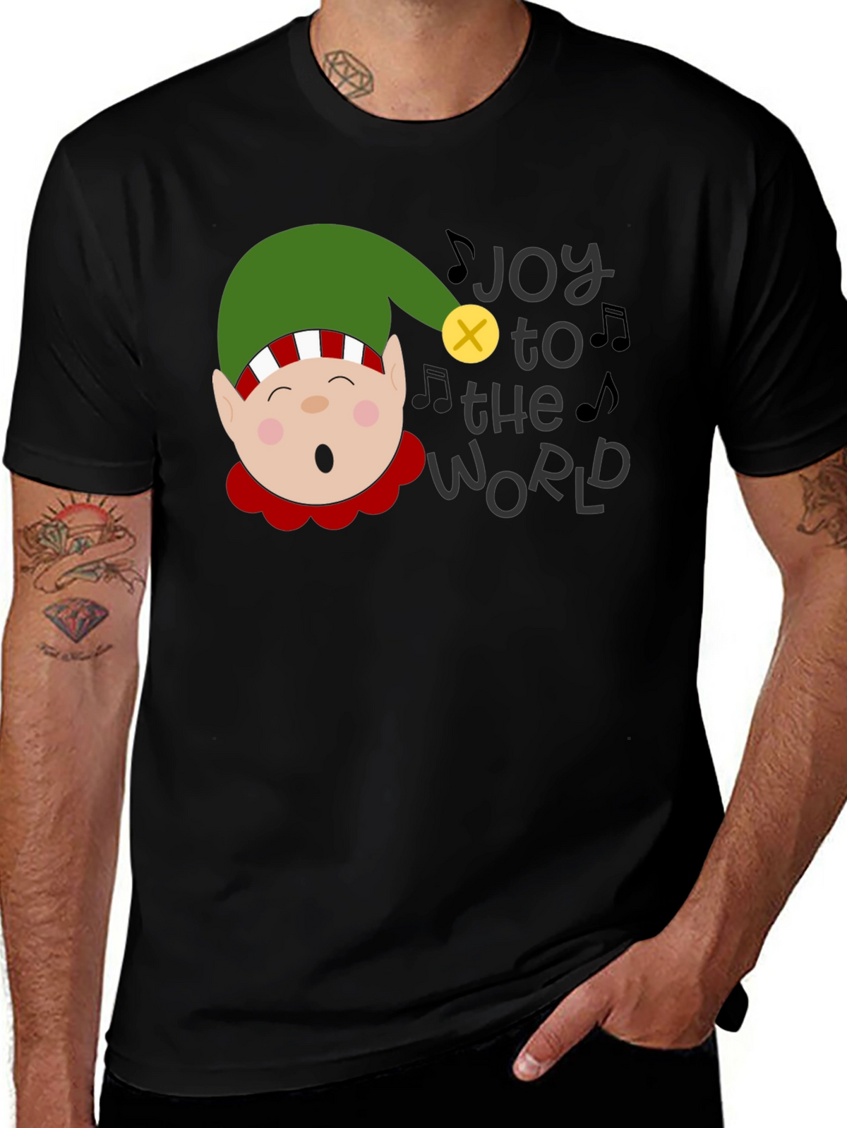 Joy to the World Christmas Elf Graphic Tee