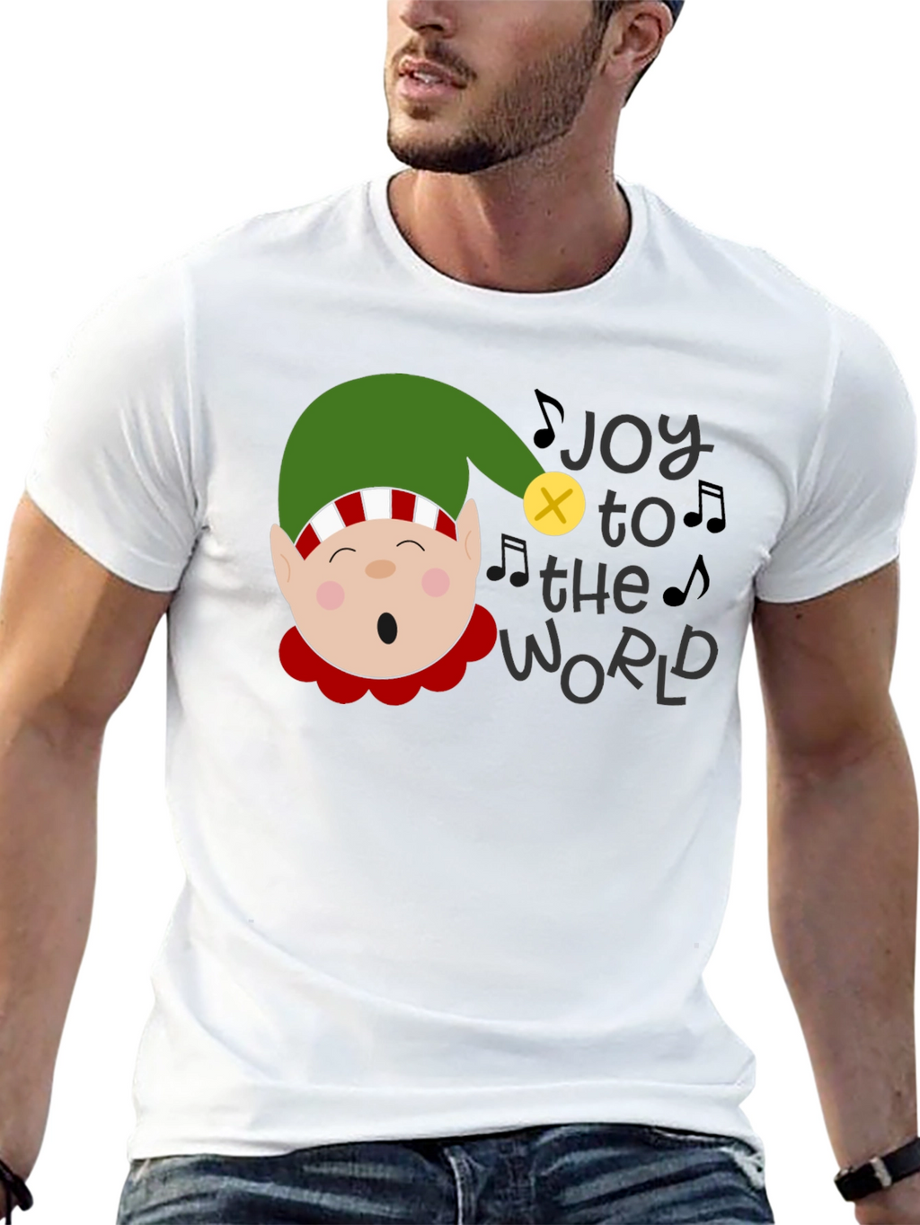 Joy to the World Christmas Elf Graphic Tee