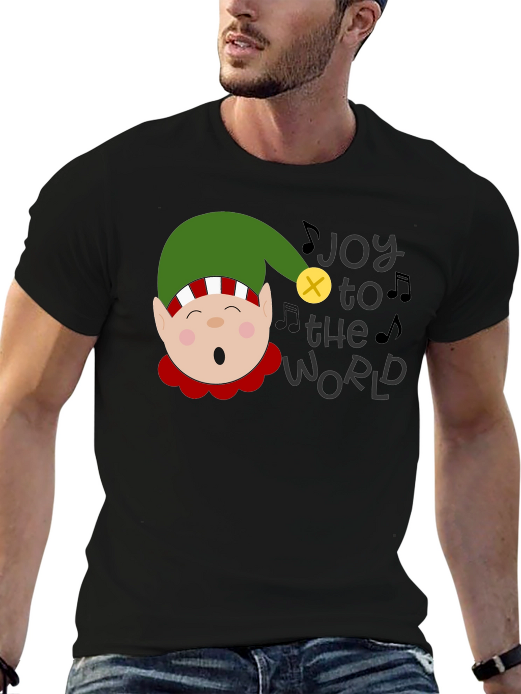 Joy to the World Christmas Elf Graphic Tee
