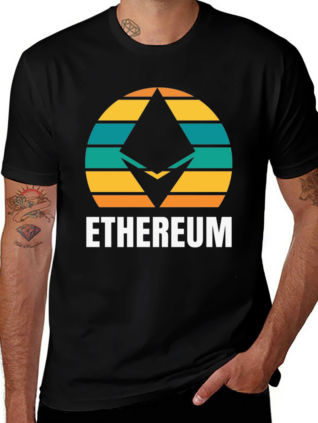 Ethereum Retro Sunset T-Shirt - Crypto Fan Apparel