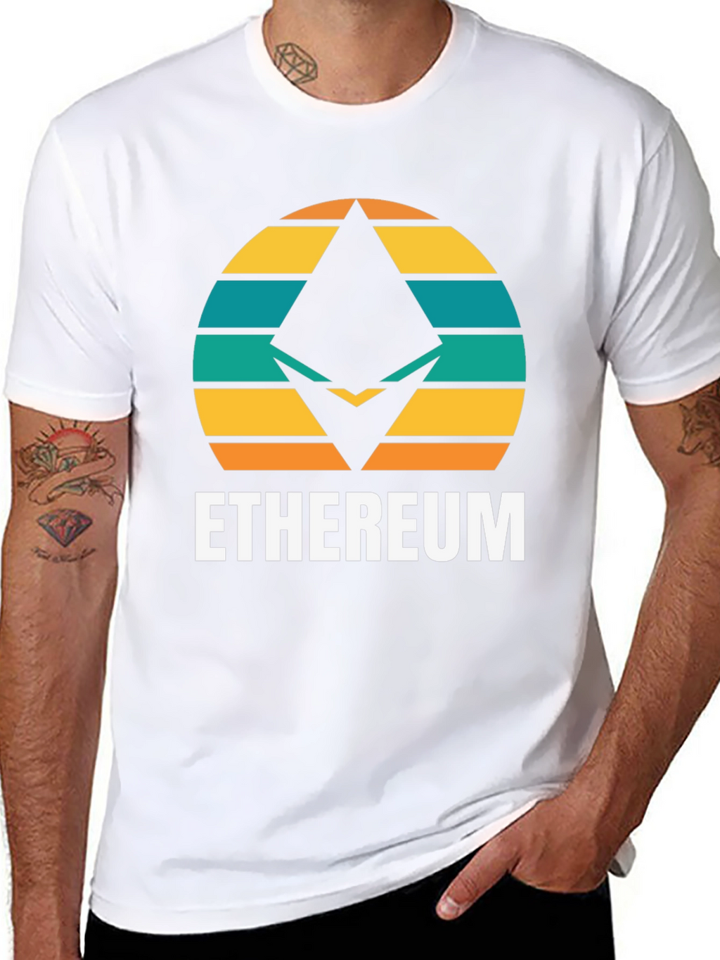 Ethereum Retro Sunset T-Shirt - Crypto Fan Apparel
