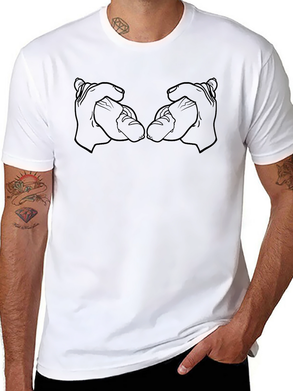 Hands Holding Hot Dogs Graphic Tee - Black