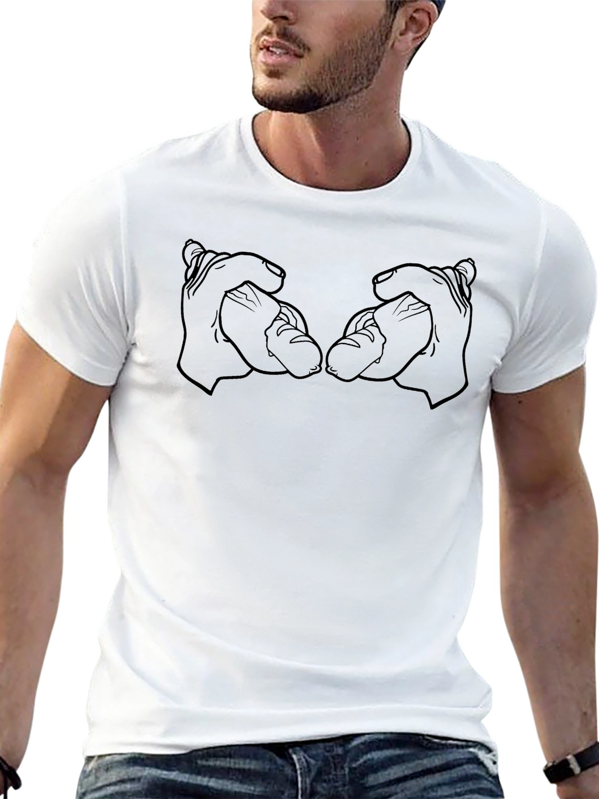 Hands Holding Hot Dogs Graphic Tee - Black