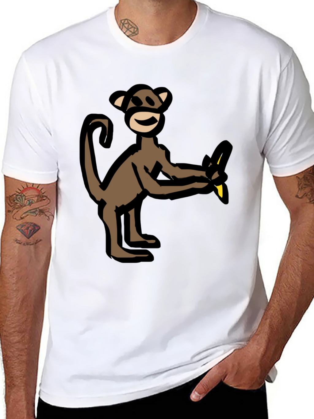 Monkey Holding Banana Graphic Tee