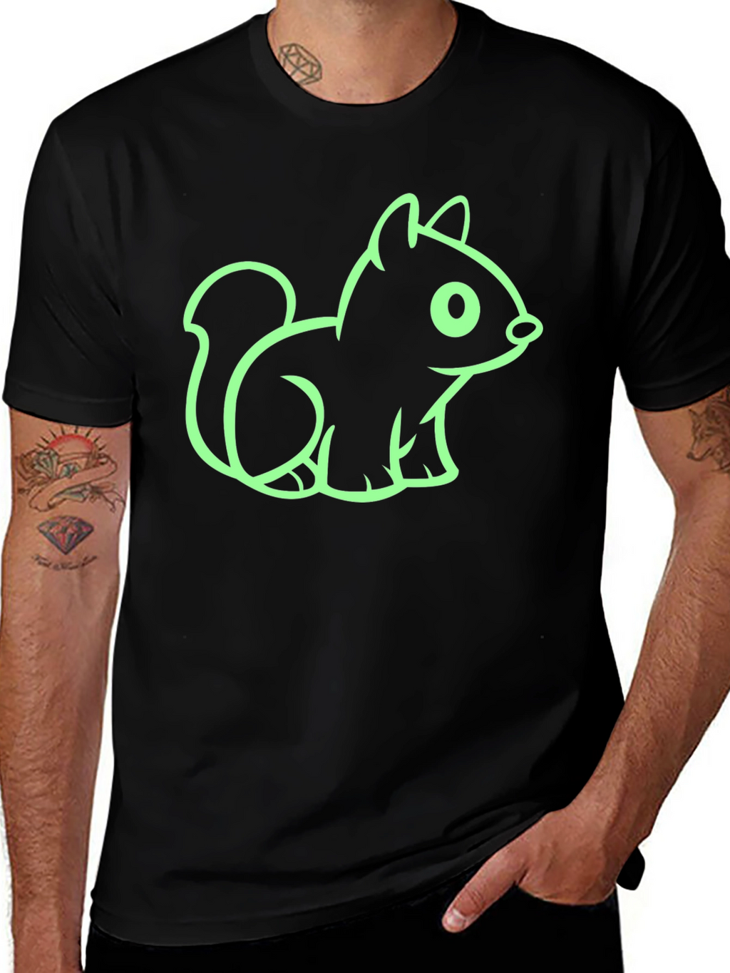 Squirrel Graphic Tee - Black Cotton Blend