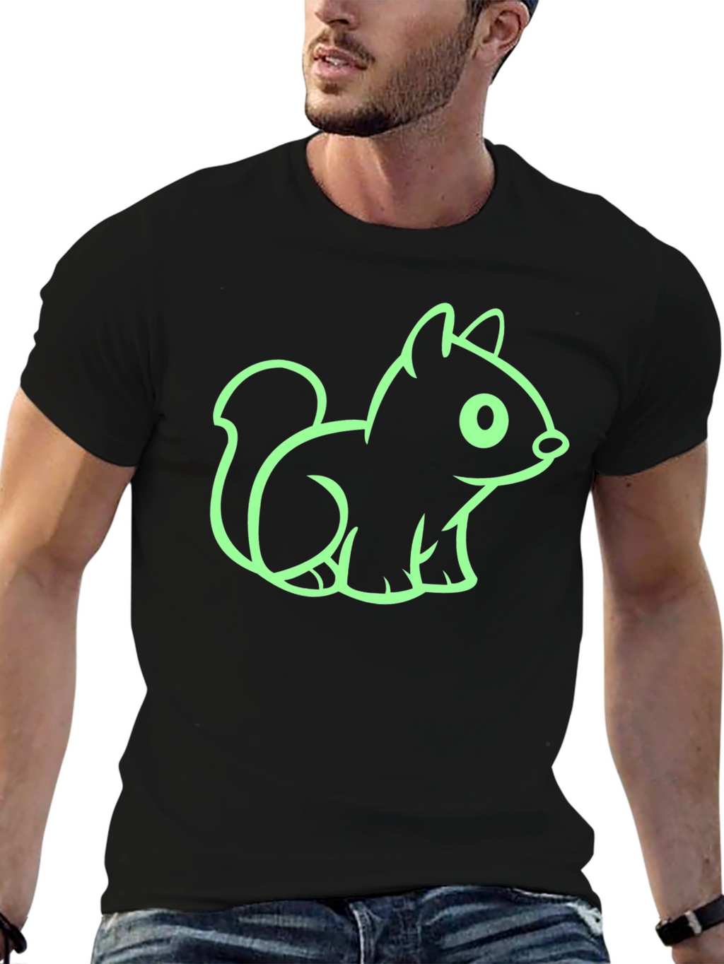 Squirrel Graphic Tee - Black Cotton Blend