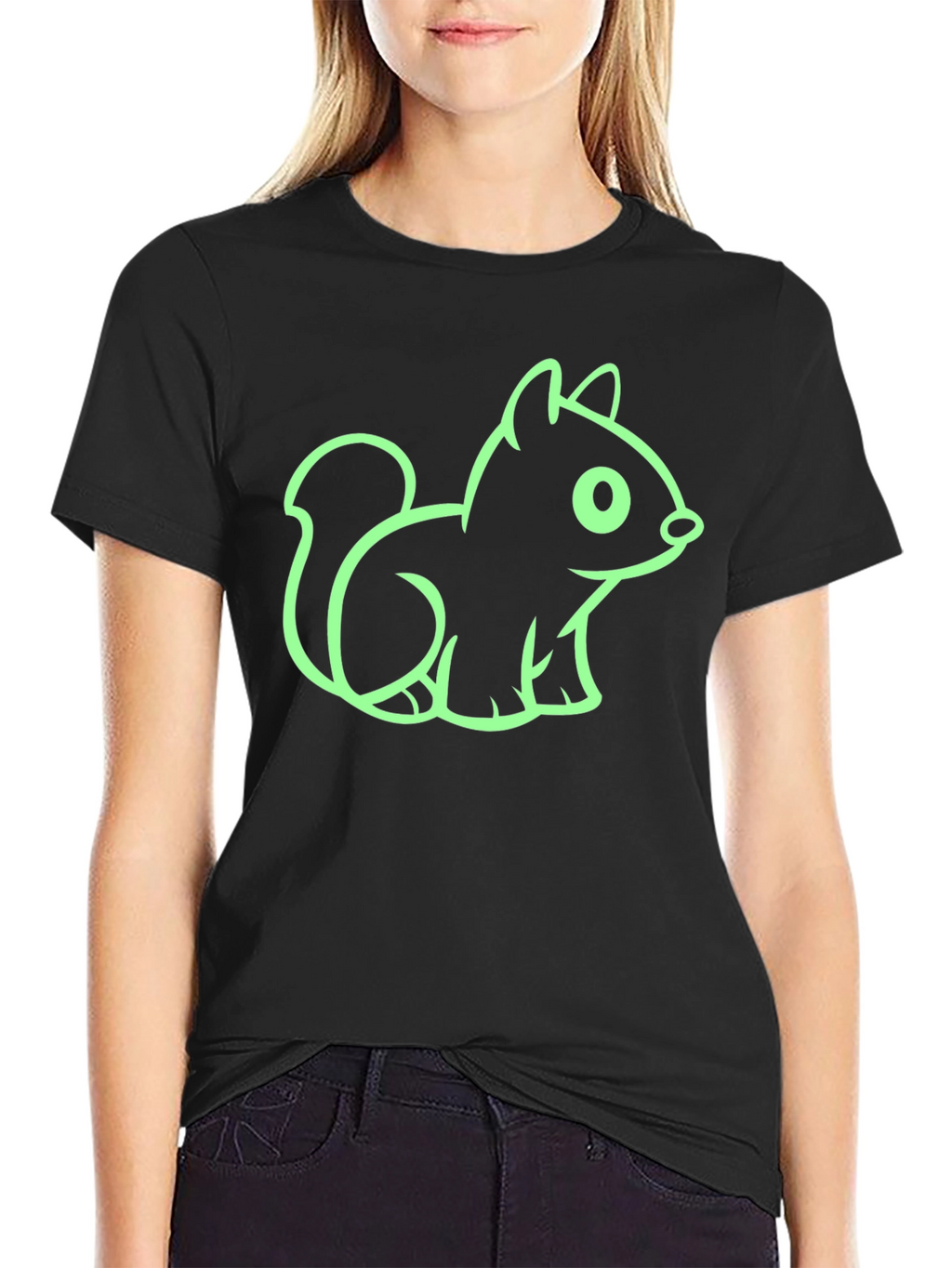 Squirrel Graphic Tee - Black Cotton Blend