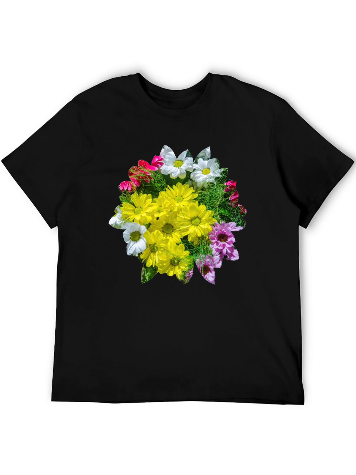 Floral Graphic T-Shirt - Black Casual Tee