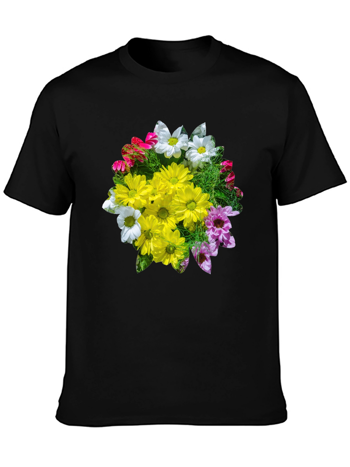 Floral Graphic T-Shirt - Black Casual Tee