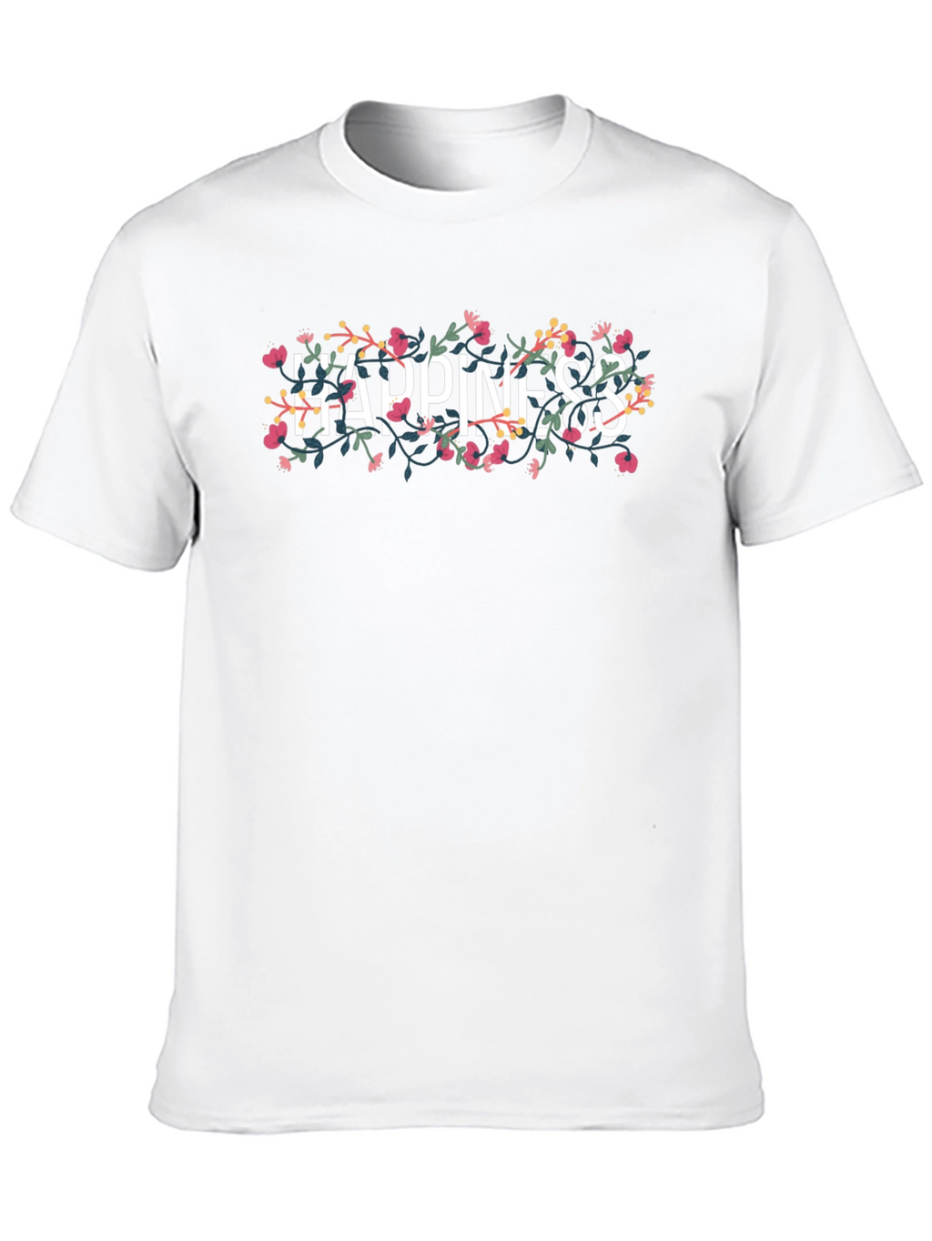 Floral Happiness Graphic Tee - Black Cotton T-Shirt