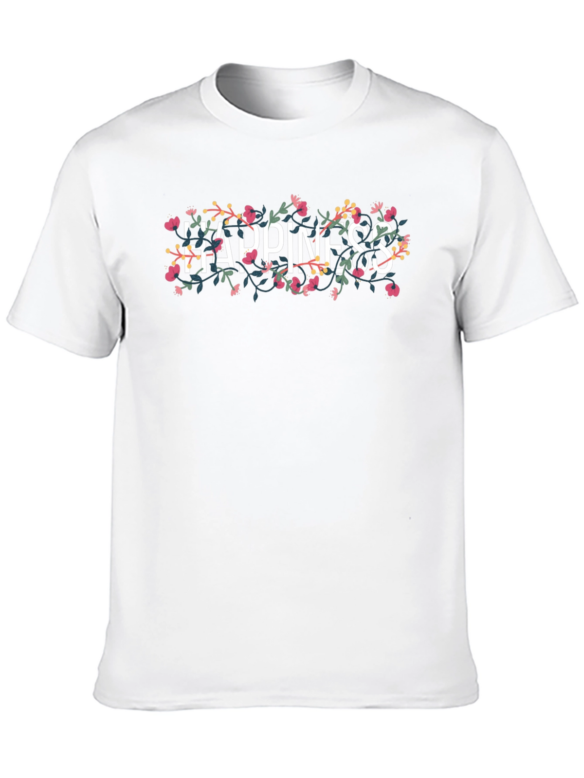 Floral Happiness Graphic Tee - Black Cotton T-Shirt