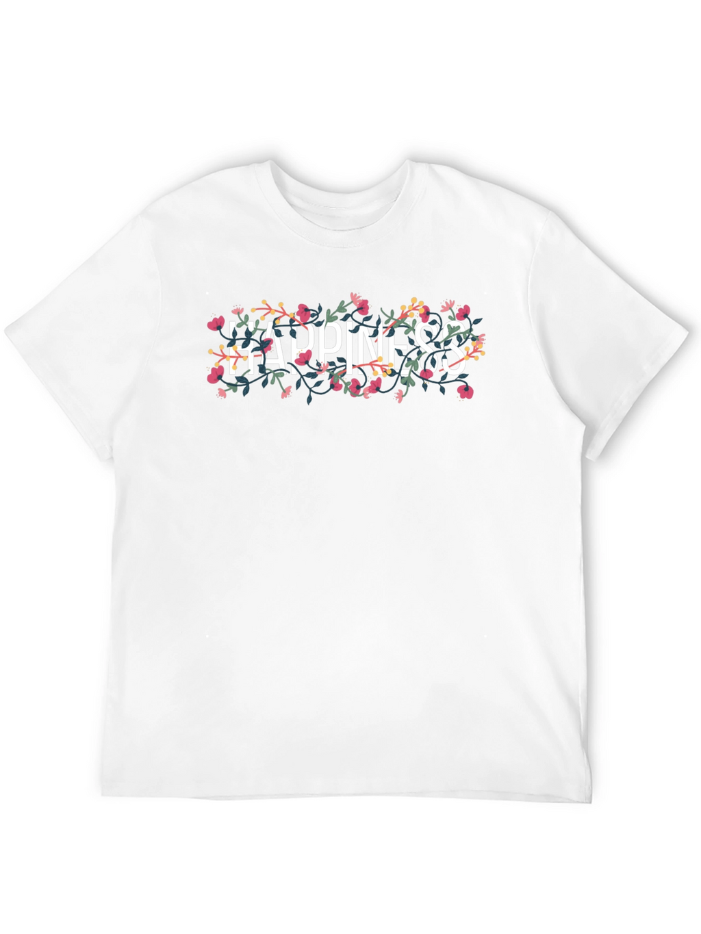 Floral Happiness Graphic Tee - Black Cotton T-Shirt