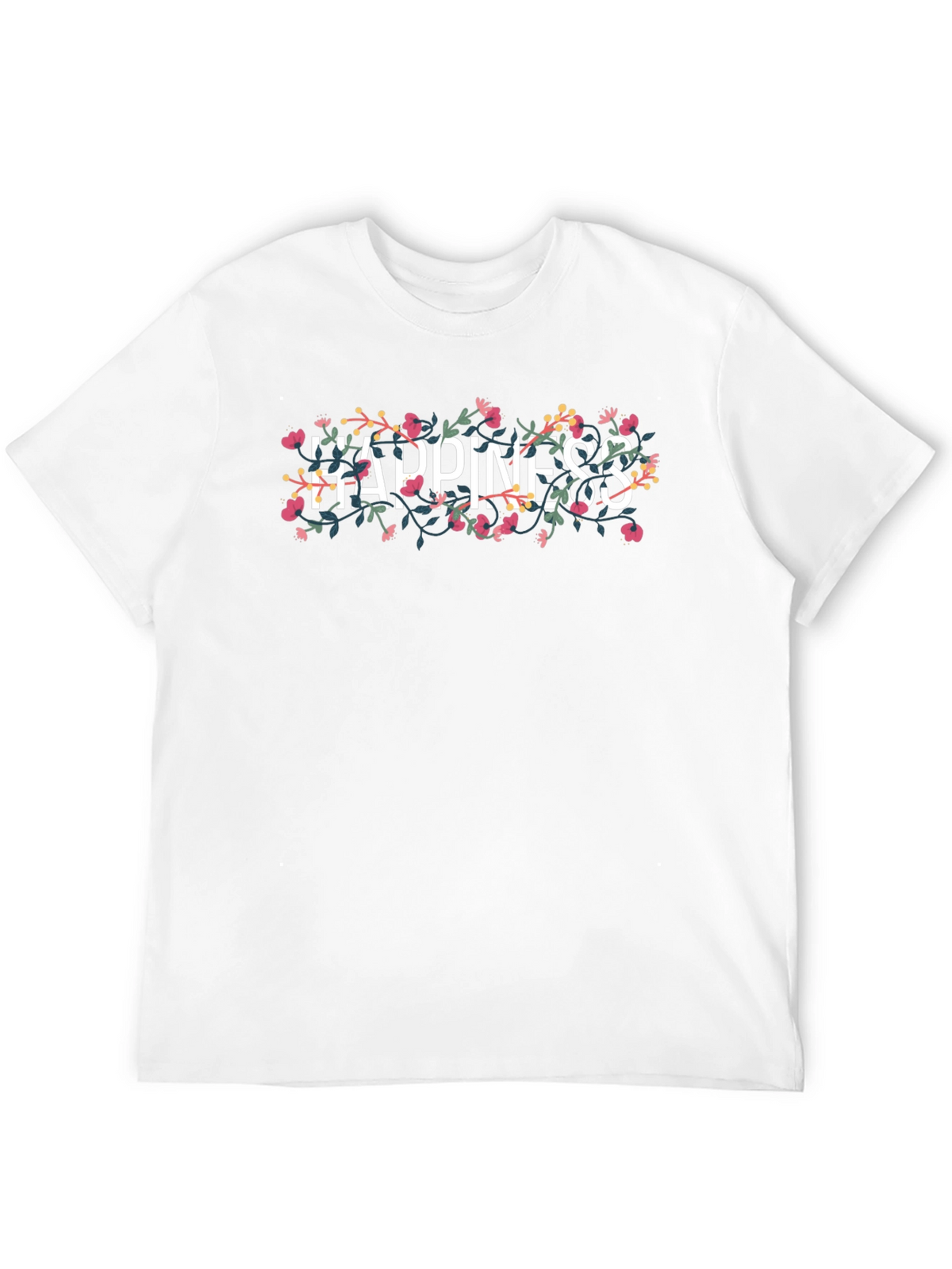 Floral Happiness Graphic Tee - Black Cotton T-Shirt