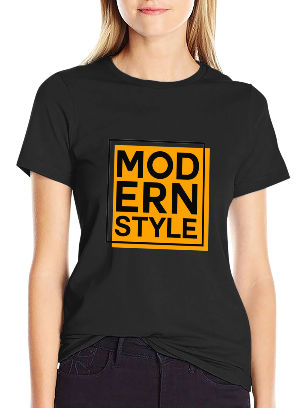 Modern Style Graphic Tee - Black Cotton Blend Shirt