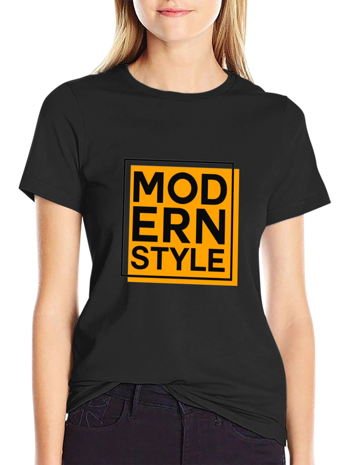 Modern Style Graphic Tee - Black Cotton Blend Shirt
