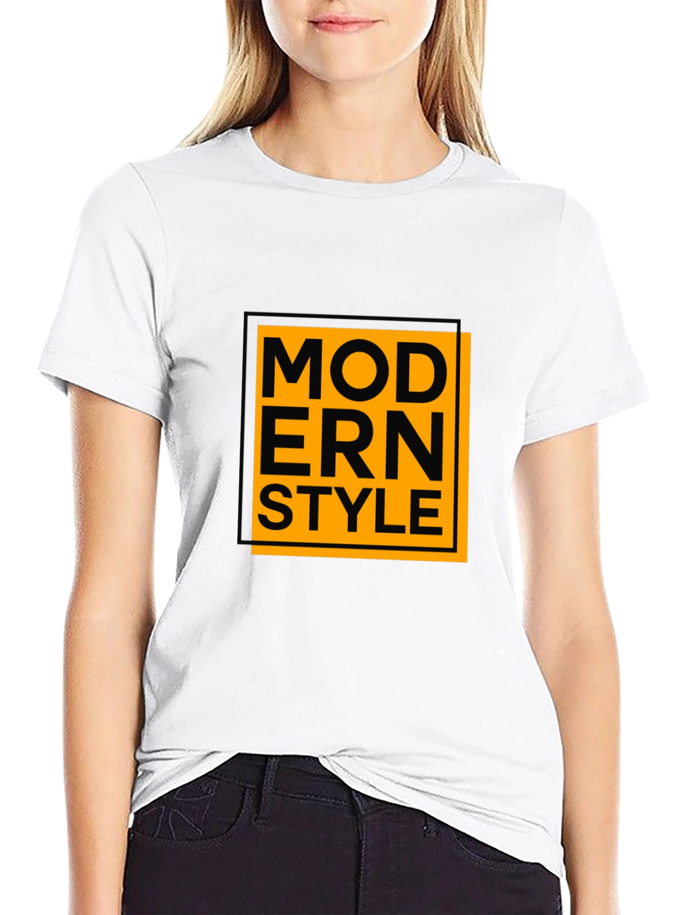 Modern Style Graphic Tee - Black Cotton Blend Shirt