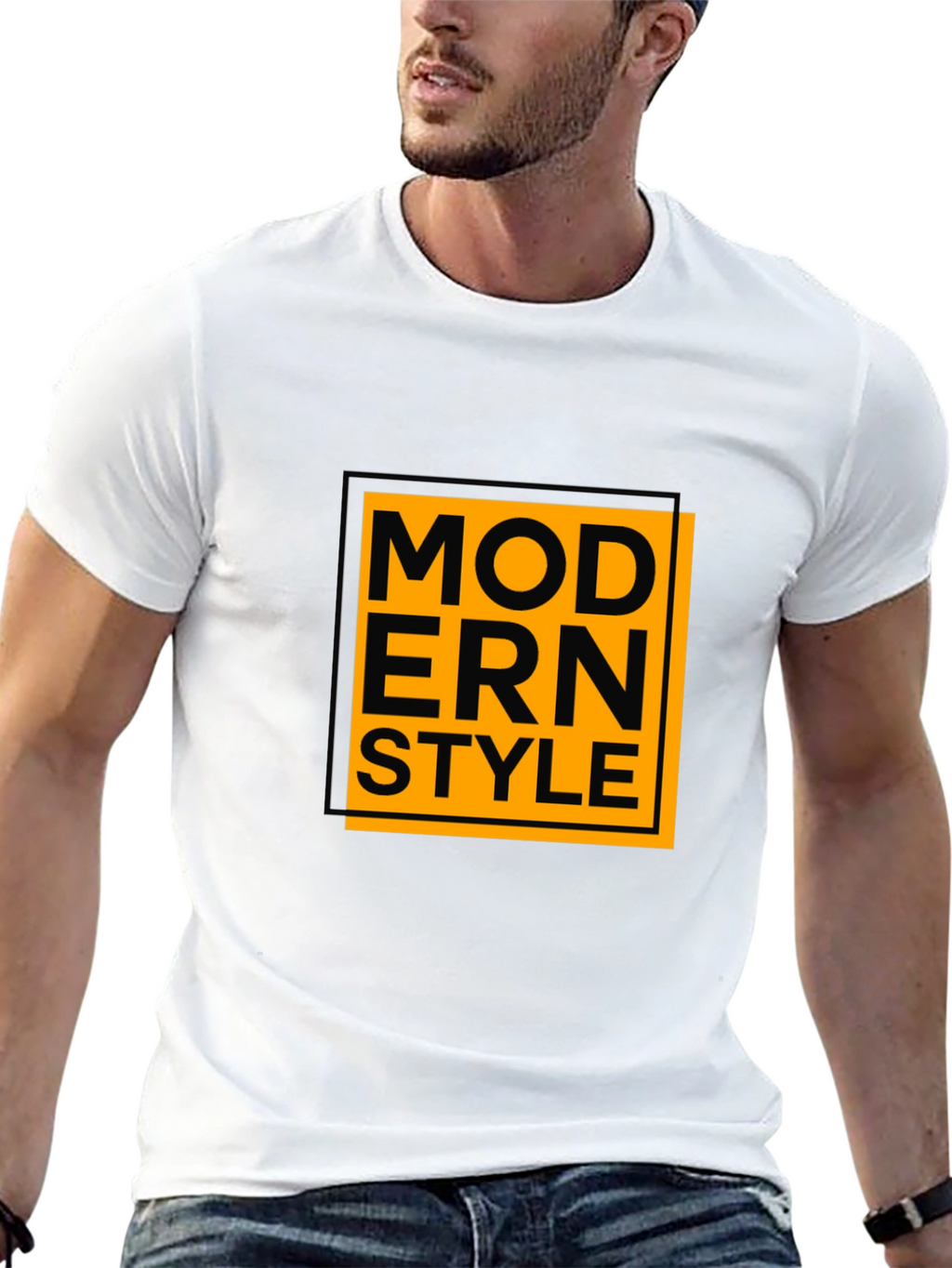 Modern Style Graphic Tee - Black Cotton Blend Shirt