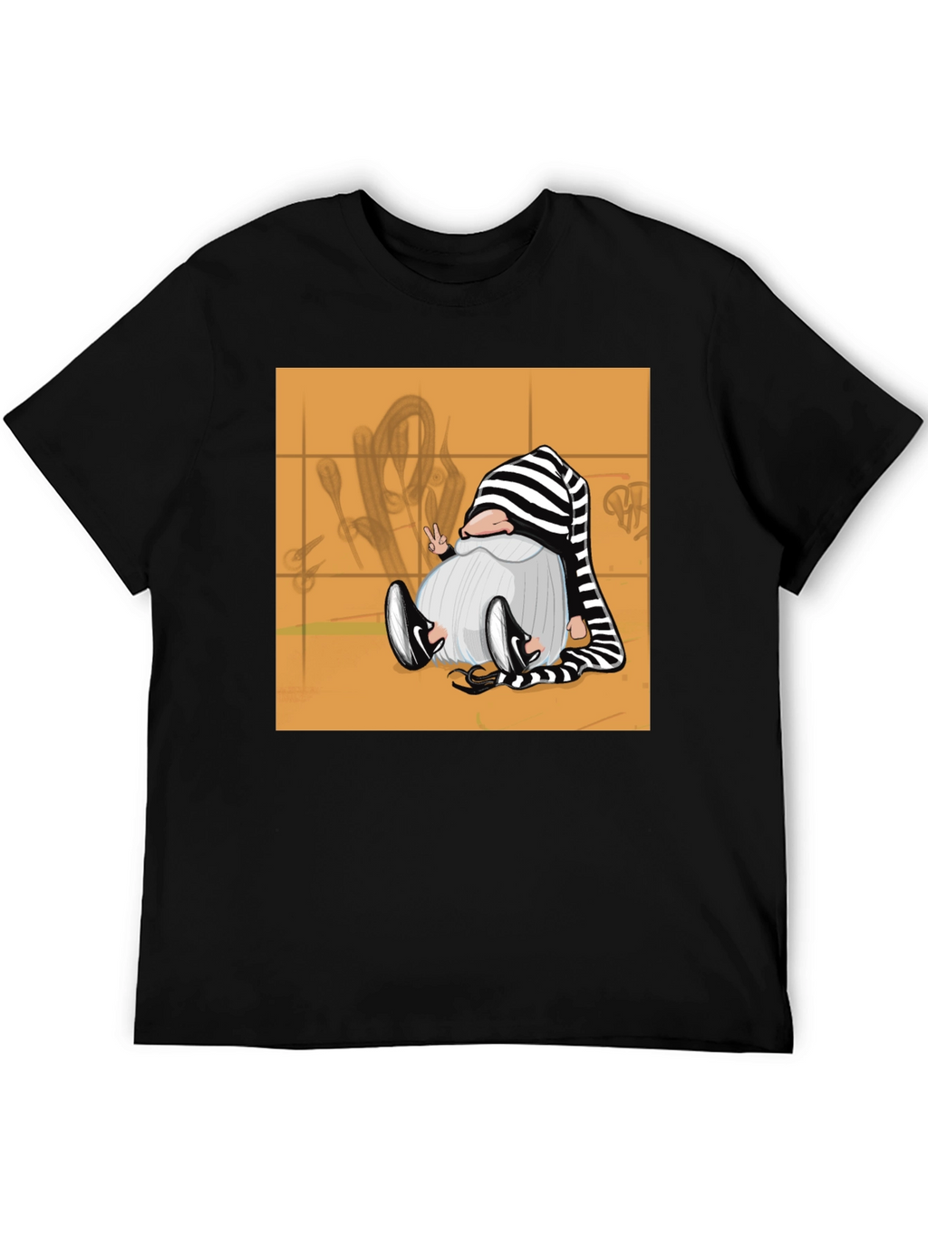Striped Hat Gnome Graphic Tee