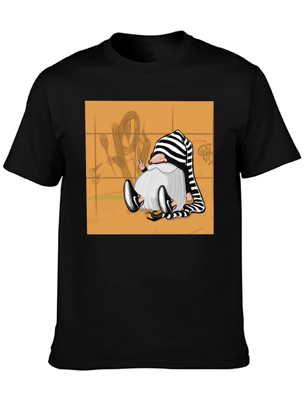 Striped Hat Gnome Graphic Tee