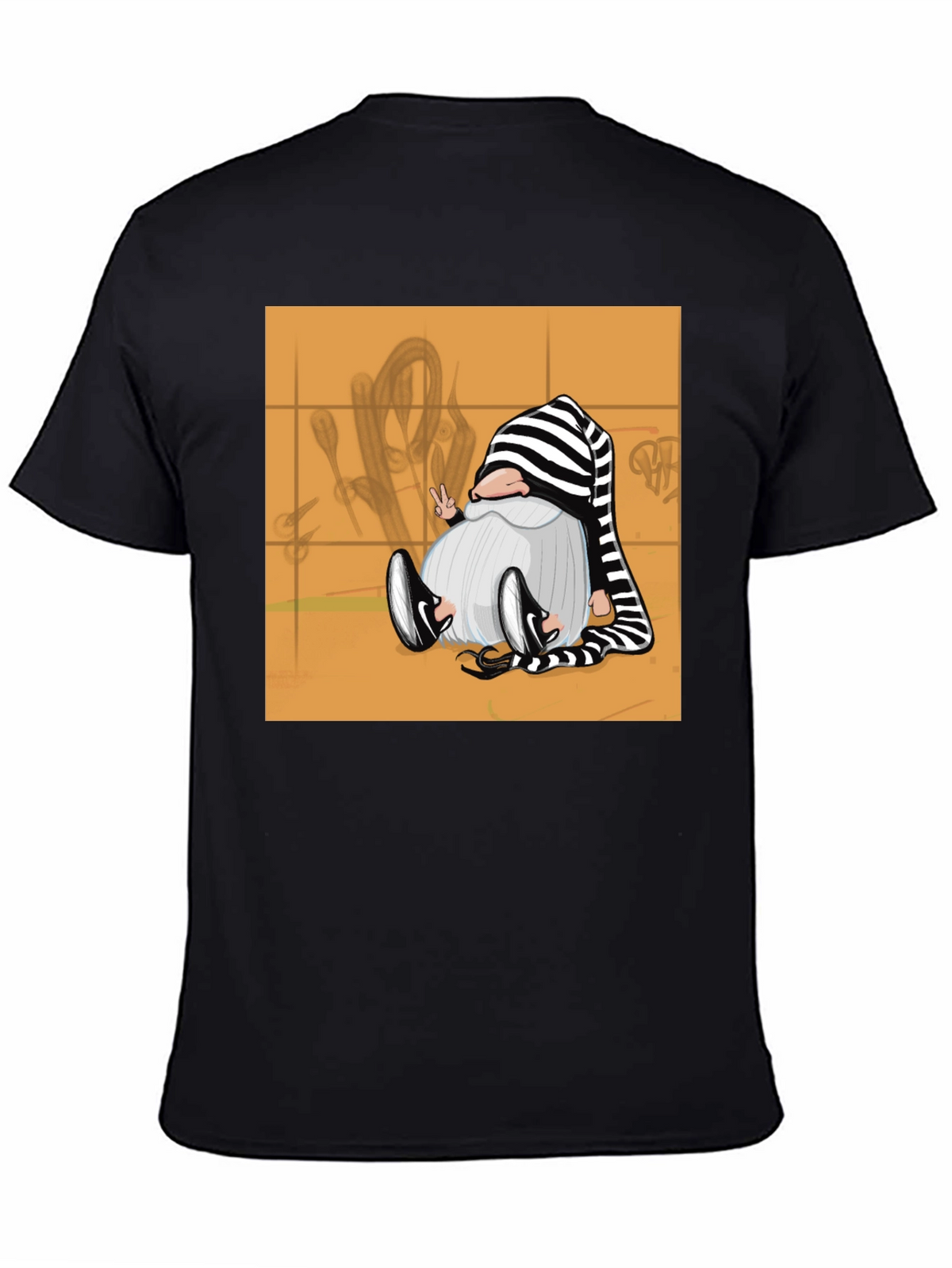 Striped Hat Gnome Graphic Tee