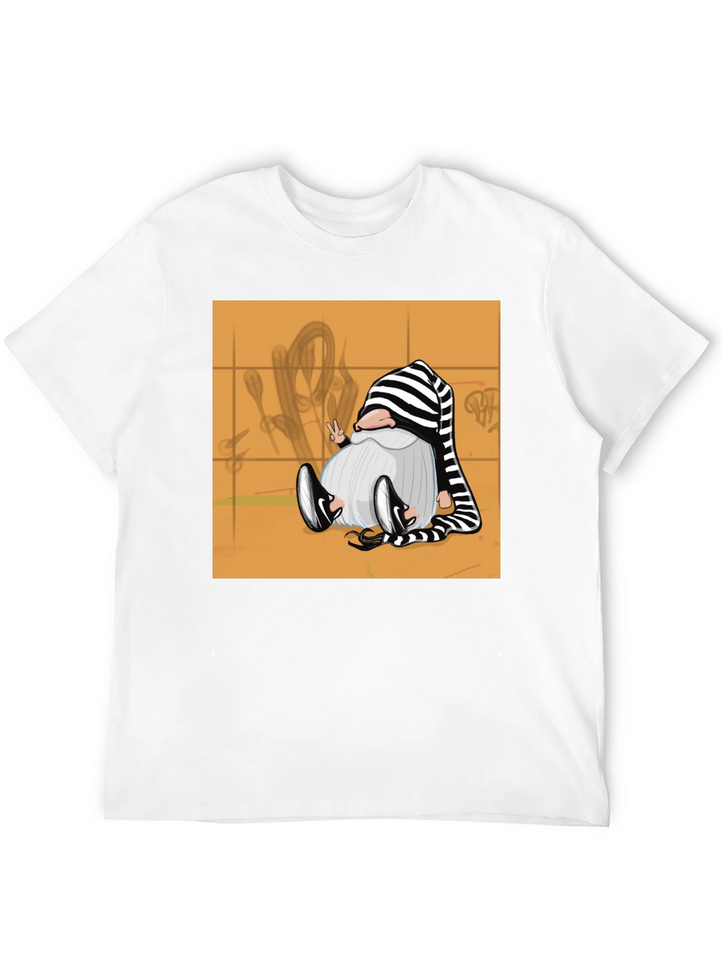 Striped Hat Gnome Graphic Tee